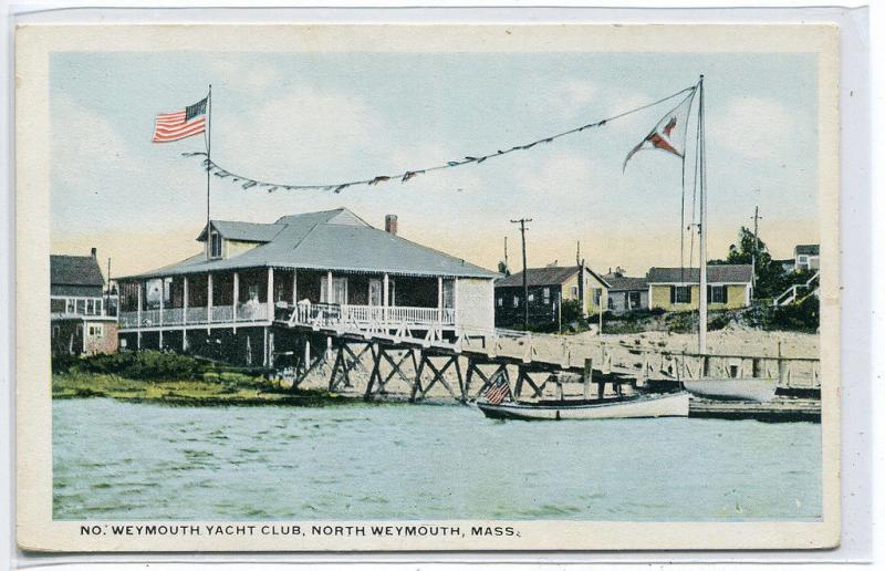 Yacht Club North Weymouth Massachusetts 1920c postcard