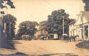 Readfield ME Post Office Wilson Hardware Store Horse & Wagons RPPC Postcard