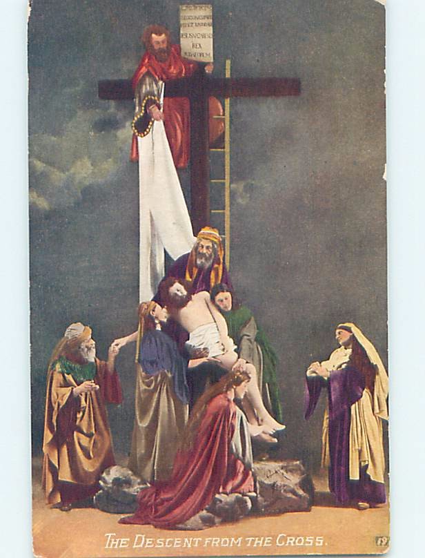 PreLinen religious BODY OF JESUS CHRIST TAKEN DOWN FROM THE CROSS