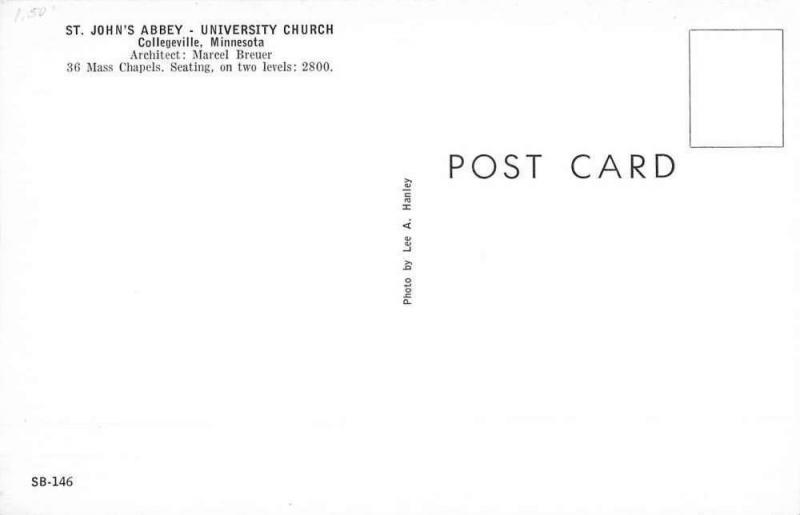 Collegeville Minnesota St Johns Abbey Uni Frank Lloyd Wright Postcard K70341