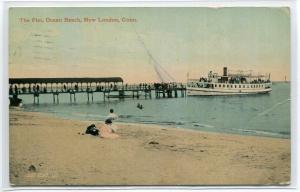 The Pier Steamer Ocean Beach New London Connecticut 1911 postcard