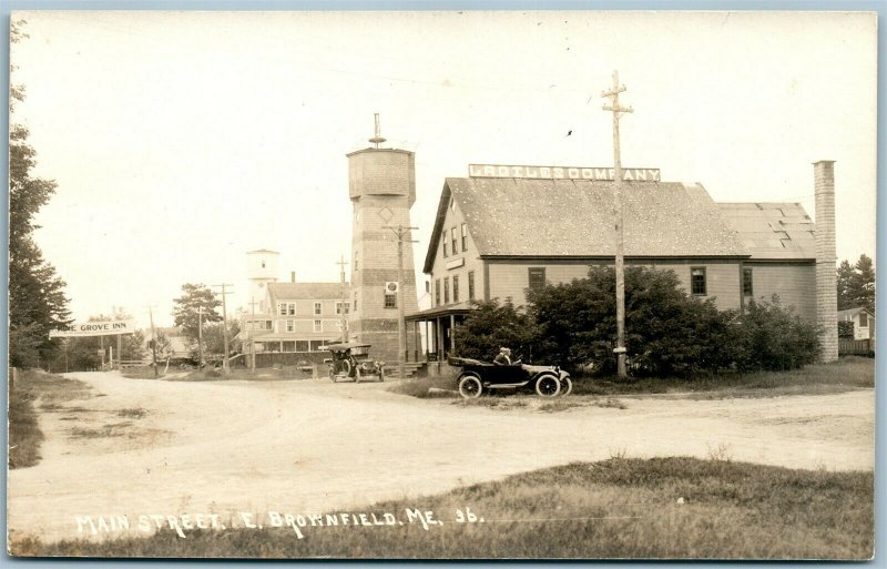 BROWNFIELD ME MAIN STREET VINTAGE REAL PHOTO POSTCARD RPPC