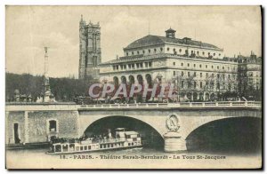 Old Postcard Paris Theater Sarah Bernhardt Tour St Jacques