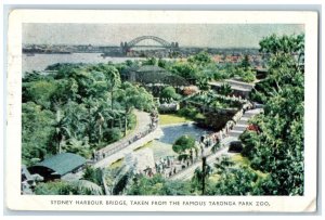 1932 Taken from Famous Taronga Park Zoo Sydney Harbour Bridge Australia Postcard