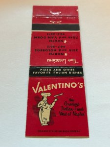 Vintage Matchbook Cover Valentino's Restaurant Lincoln, Nebraska MB187