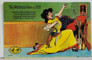Leap Year The Maidens Vow in 1908 Woman Hunting Man Postcard P13