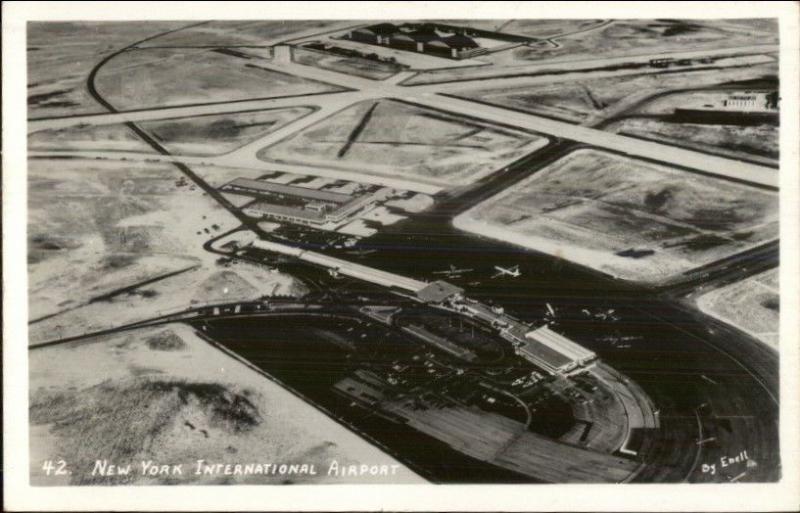 New York International Airport Aerial View LaGuardia? Real Photo Postcard