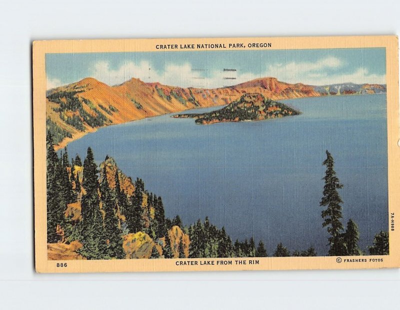 Postcard Crater Lake From The Rim Crater Lake National Park Oregon USA