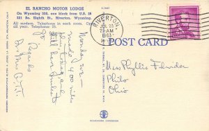 Riverton Wyoming 1963 Postcard El Rancho Motor Lodge