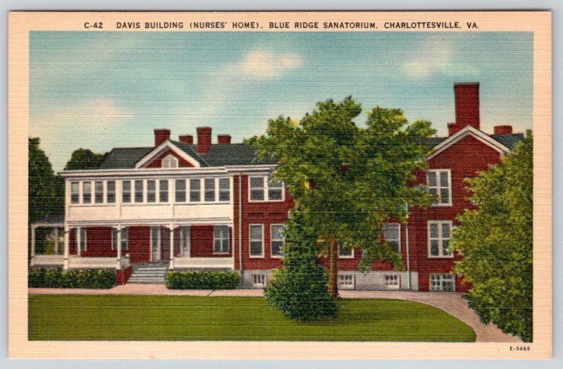 DAVIS BUILDING NURSES HOME BLUE RIDGE SANATORIUM CHARLOTTESVILLE VA 1940's 