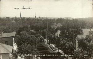 Juneau WI Birdseye View South Main St. c1910 Real Photo Postcard