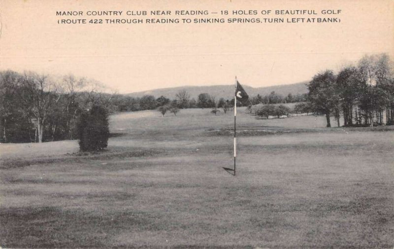 Reading Pennsylvania Manor Country Club Golf Course Vintage Postcard