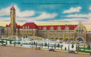 H-040 - Union Station w/ Plaza & Fountains, in St Louis, MO Picture Postcard