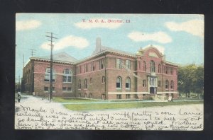 DECATUR ILLINOIS YMCA BUILDING 1910 VINTAGE POSTCARD HEALD ;EORIA ILL.