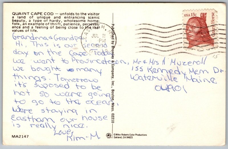 Vtg Cape Cod Massachusetts MA Map Peninsula Town Villages Postcard