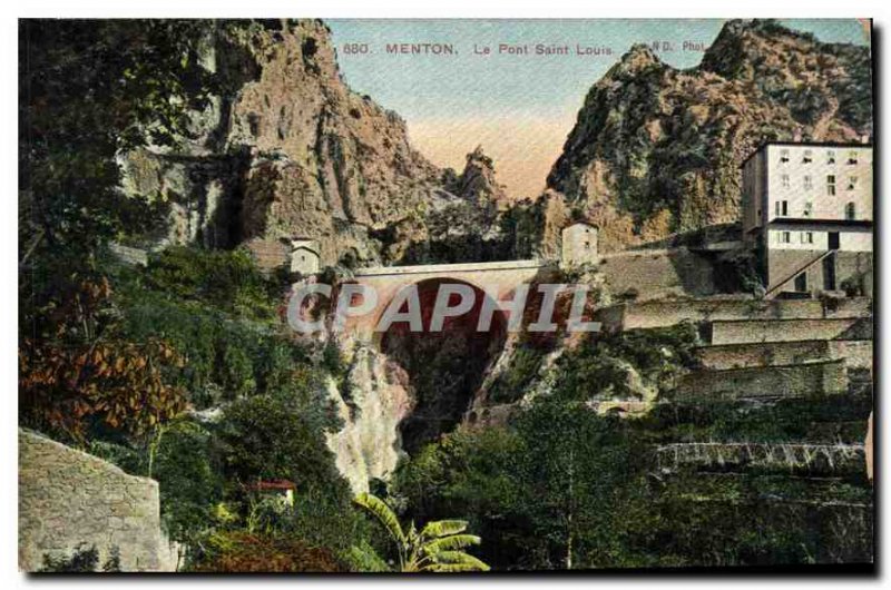 Postcard Old Bridge Saint Louis Menton