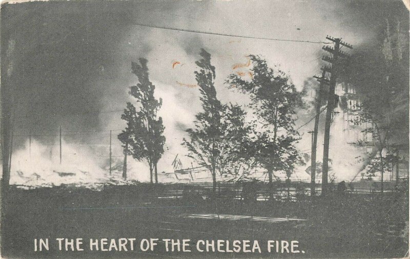 Postcard In The Heart of The Chelsea Fire Unposted ME6.