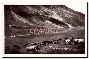 Old Postcard Col Des Aravis Road and Chapel Hotel