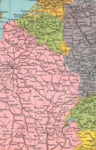 WWI German Map Postcard Western Front France Belgium Netherlands Stuttgart