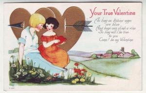 P87 JLs old valentines postcard robins eggs and blue