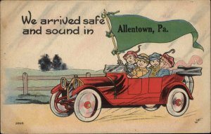 Allentown Pennsylvania PA Pennant Flag Classic Car c1910 Vintage Postcard