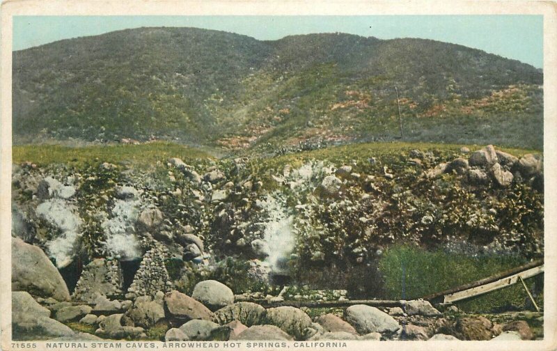 Postcard California Arrowhead Hot Springs Natural Steams Caves Phostint 23-8654