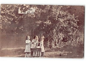 Utah Dixie UT Postcard 1907-1915 Garden Scene Little Girls Tea Party