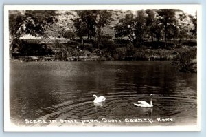 Scott County Kansas KS Postcard RPPC Photo Scene In State Park 1943 Vintage