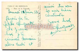 Old Postcard Paris and Wonders Place de la Concorde