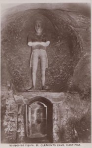 St Clements Caves Hastings Sculpture & Entrance 2x Real Photo Postcard s