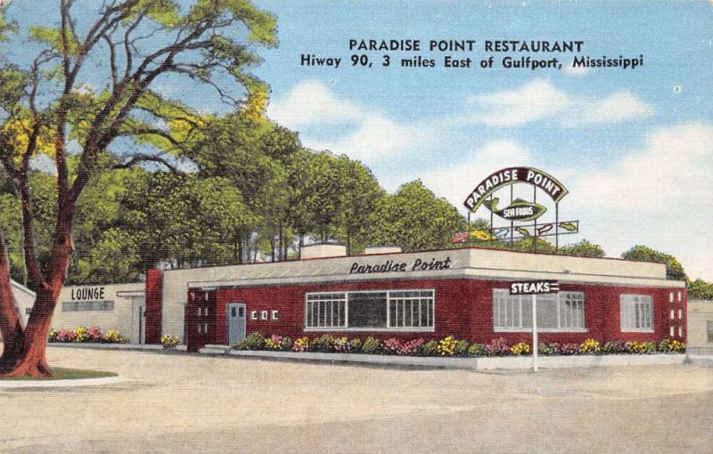 Gulfport Mississippi Paradise Point Restaurant, Color Linen Vintage PC U10887