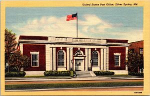 United States Post Office Silver Spring MD Maryland Linen Postcard UNP VTG 
