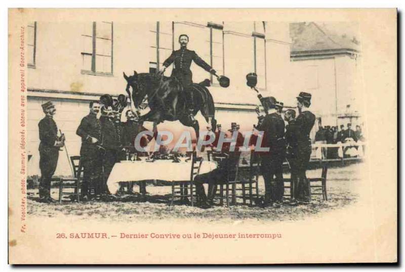 Old Postcard Horse Riding Equestrian Saumur Last diner or lunch interrupted