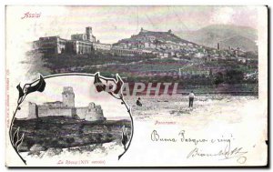 Old Postcard Panorama Assisi La Rocca