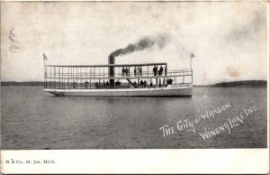 Postcard The City of Warsaw Boat in Winona Lake, Indiana