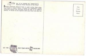 Union Oil 76 Postcard 1941 Bryce Canyon Utah #74