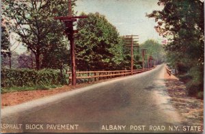 Vtg Hyde Park New York NY Albany Post Road Asphalt Pavement 1910s Postcard