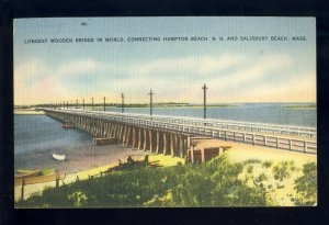 Salisbury Beach, MA/Mass/Massachusetts Postcard, Wooden Bridge,Hampton Beach, NH