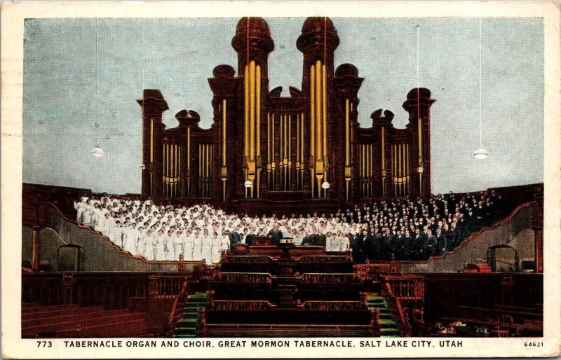 Tabernacle Organ & Choir Mormon Tabernackle Salt Lake City Utah Postcard PC10