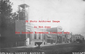 ND, Oakes, North Dakota, RPPC, Second Street, Business Section, Photo