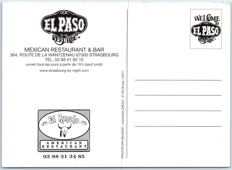 c2000s Postcard Strasbourg, France El Paso Republic Mexican Restaurant M54