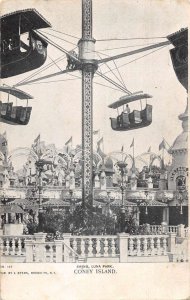 Coney Island New York Luna Park Swings Vintage Postcard AA29097