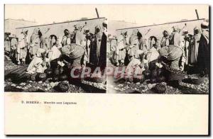 Views stereoscopic Algeria Biskra Old Postcard Walk with vegetables