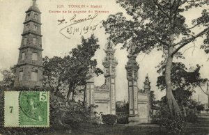 indochina, TONKIN HANOI, Vietnam, Entrée de la Pagode du Pinceau (1907) Postcard