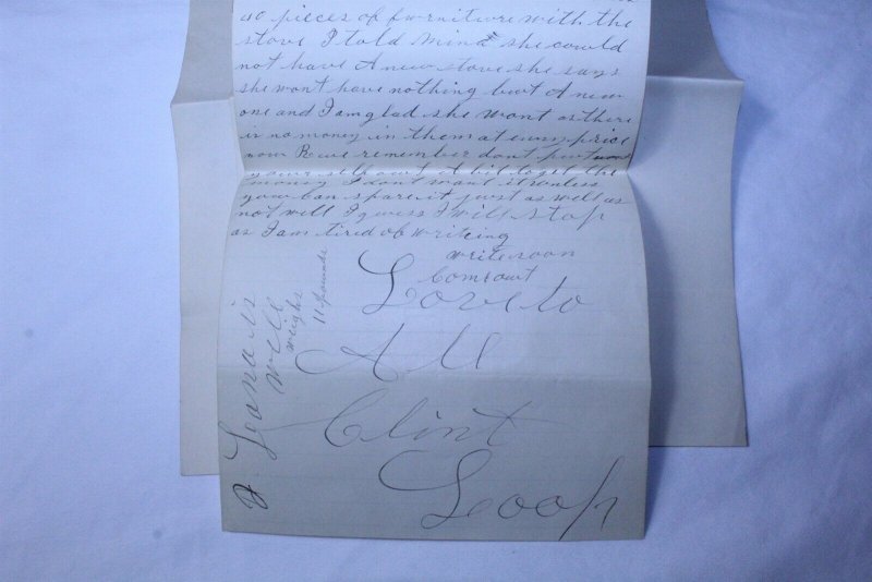 Vintage 1889 Hand Written 5 Page Letter on Owosso Casket Works Stationary