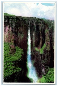 c1950's Angel Fall from Top of Auyantepui Mount Carrao River Venezuela Postcard