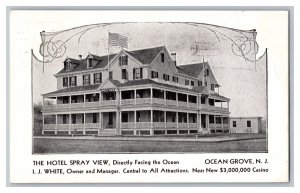 Postcard NJ The Hotel Spray View Ocean Grove N. J. Vintage Standard View Card 