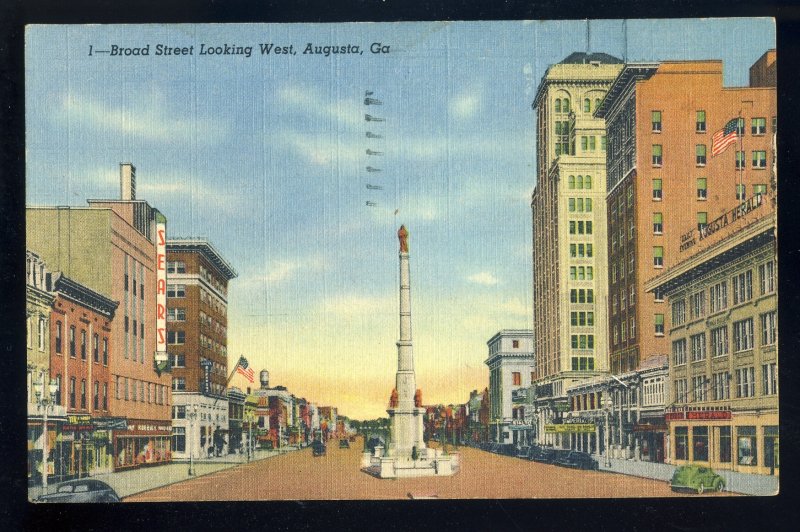 Augusta, Georgia/GA,  View Of Broad Street Looking West, 1945!