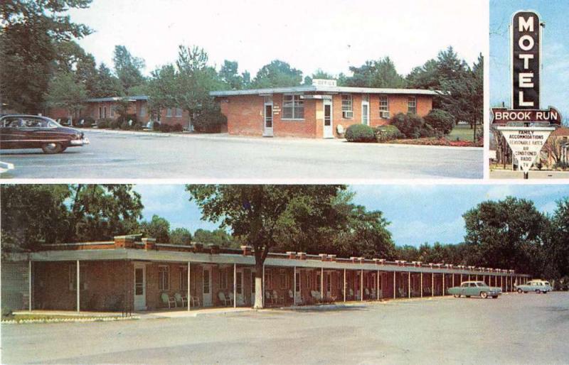 Richmond Virginia exterior views Brook Run Lodge Motel vintage pc Y15678