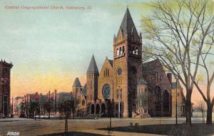 Galesburg Illinois Central Congregational Church Antique Postcard K106075